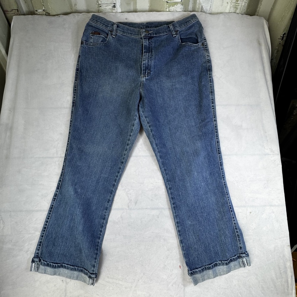 Lee Womens Straight Jeans Blue Denim Roll Cuffed Hem Classic 5-Pocket Size 18 S